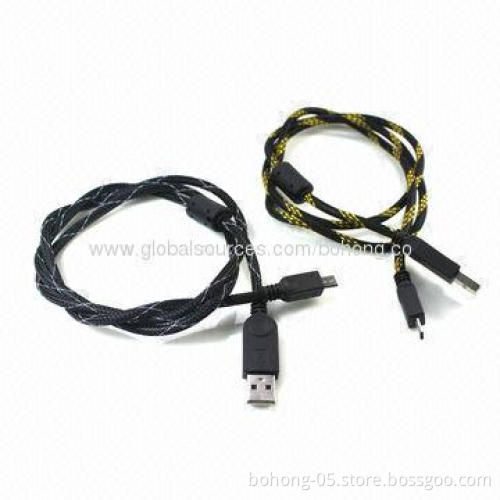Gold hemp rope magnetic data cable, different colors are available, MOQ of 500pcs each color